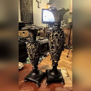 Set of two pillar candle holders